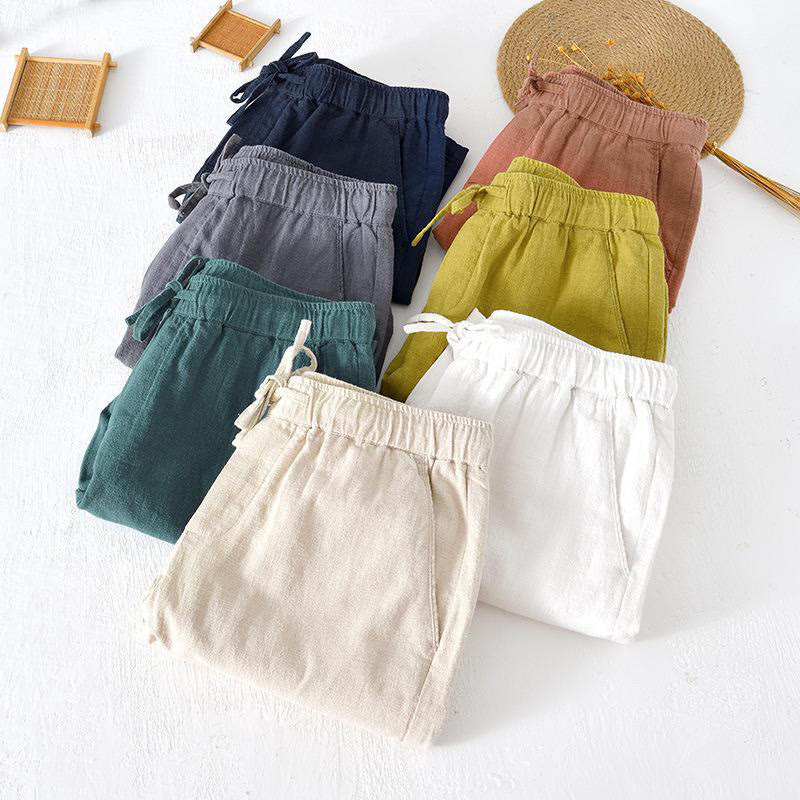 Tactile Cotton Linen Wide-Leg Mindful Movement Shorts