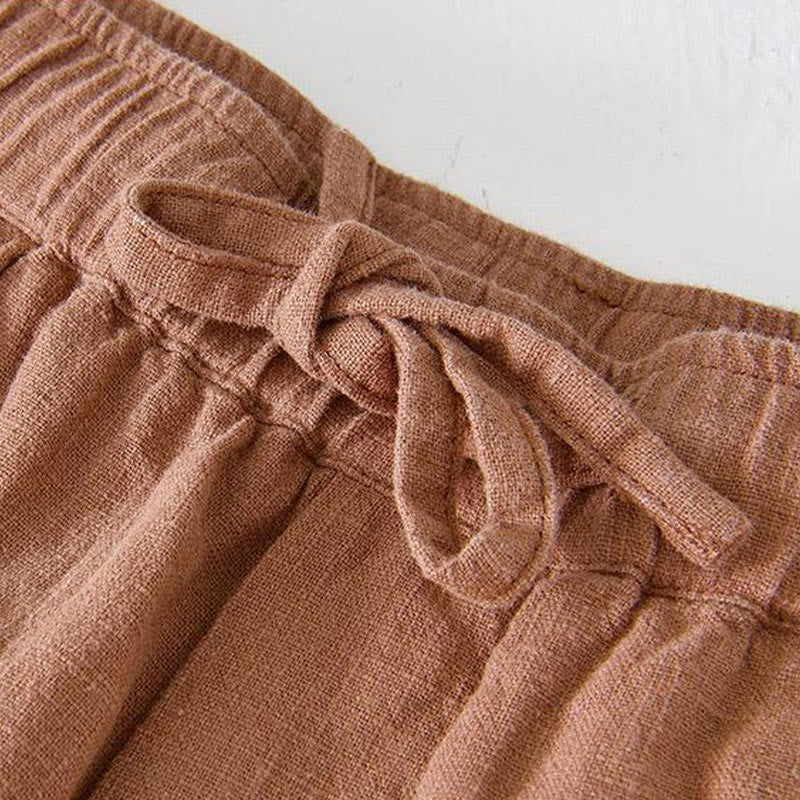 Tactile Cotton Linen Wide-Leg Mindful Movement Shorts