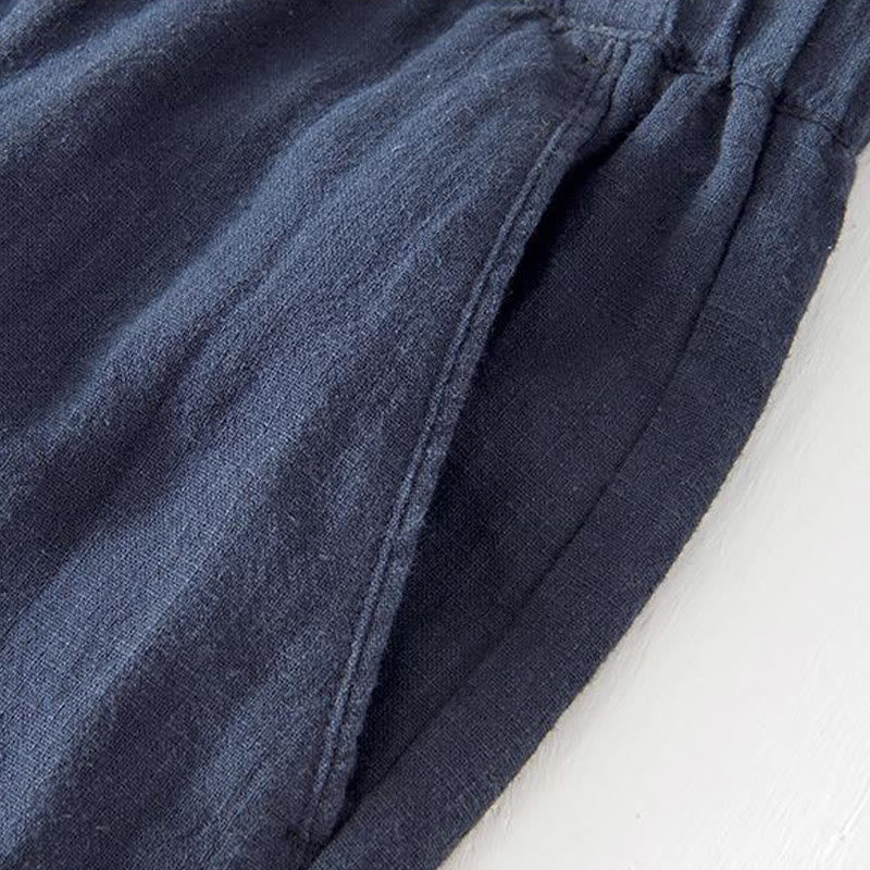 Tactile Cotton Linen Wide-Leg Mindful Movement Shorts