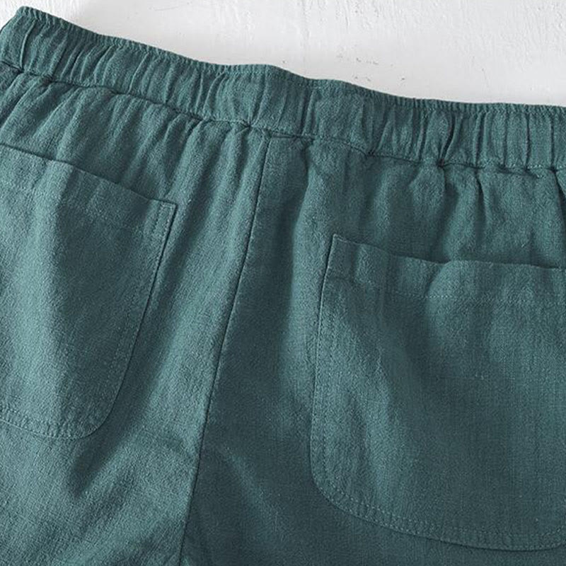 Tactile Cotton Linen Wide-Leg Mindful Movement Shorts