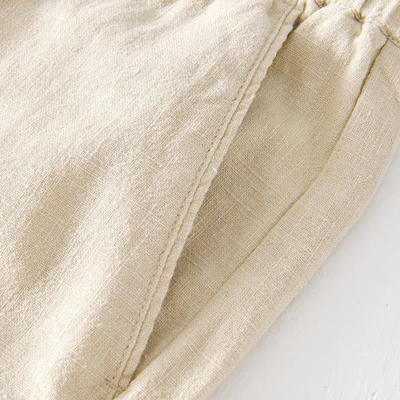 Tactile Cotton Linen Wide-Leg Mindful Movement Shorts