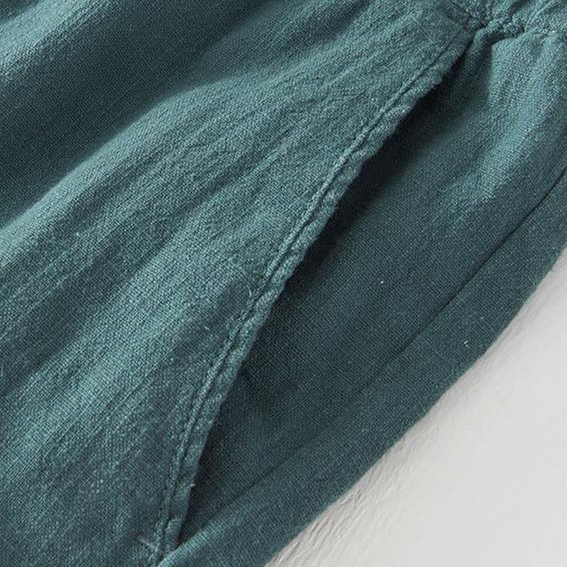 Tactile Cotton Linen Wide-Leg Mindful Movement Shorts
