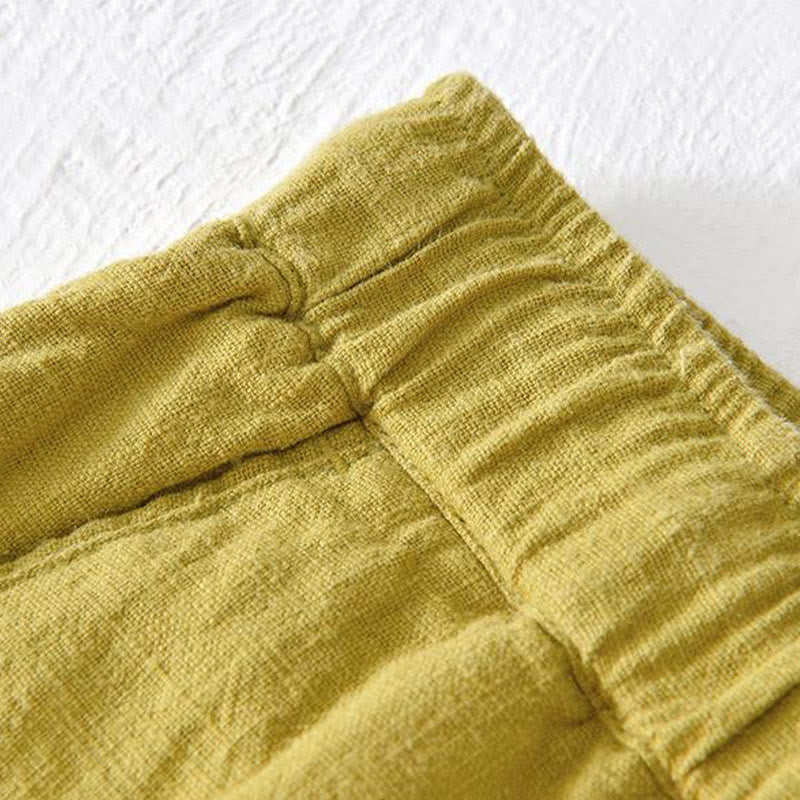 Tactile Cotton Linen Wide-Leg Mindful Movement Shorts
