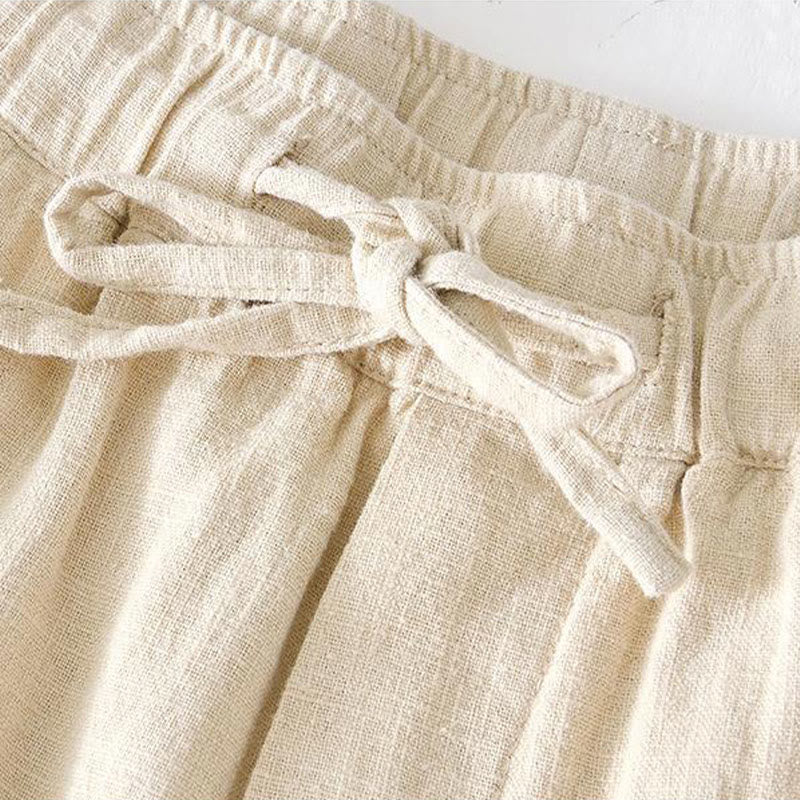 Tactile Cotton Linen Wide-Leg Mindful Movement Shorts