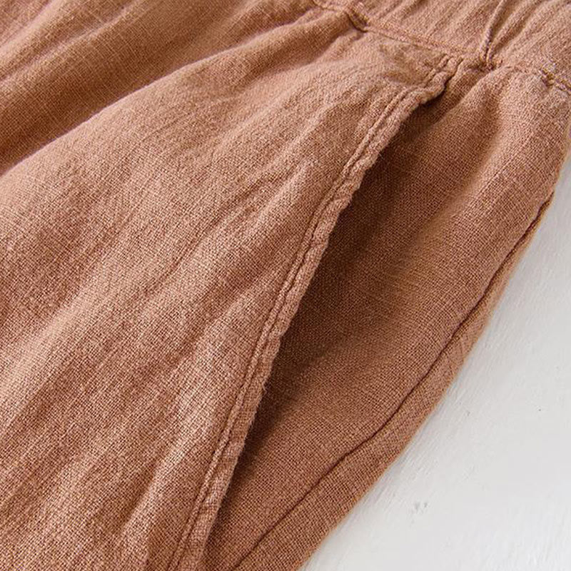 Tactile Cotton Linen Wide-Leg Mindful Movement Shorts