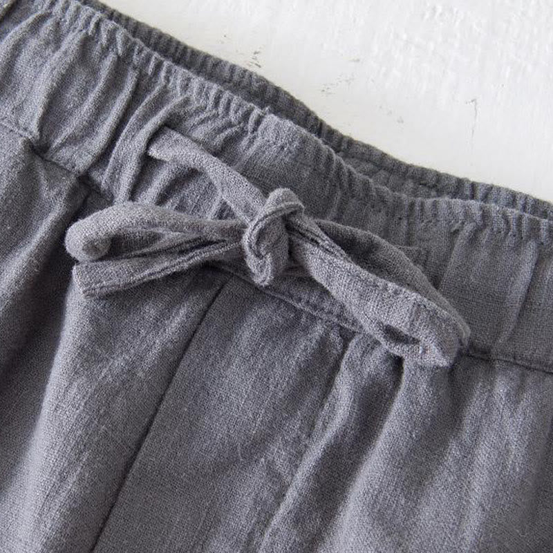 Tactile Cotton Linen Wide-Leg Mindful Movement Shorts
