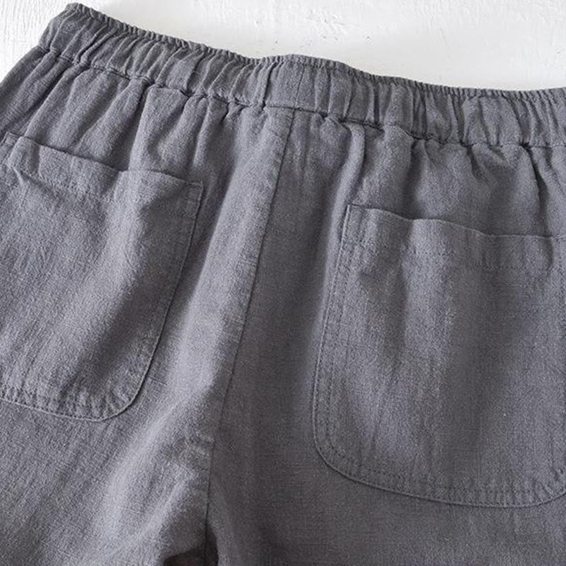 Tactile Cotton Linen Wide-Leg Mindful Movement Shorts