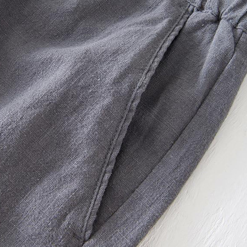 Tactile Cotton Linen Wide-Leg Mindful Movement Shorts