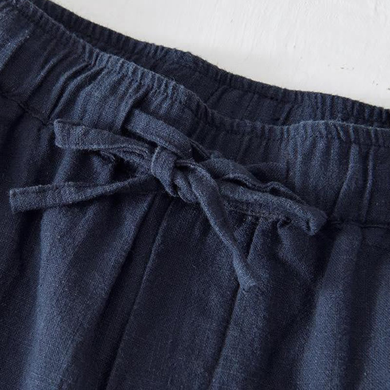 Tactile Cotton Linen Wide-Leg Mindful Movement Shorts