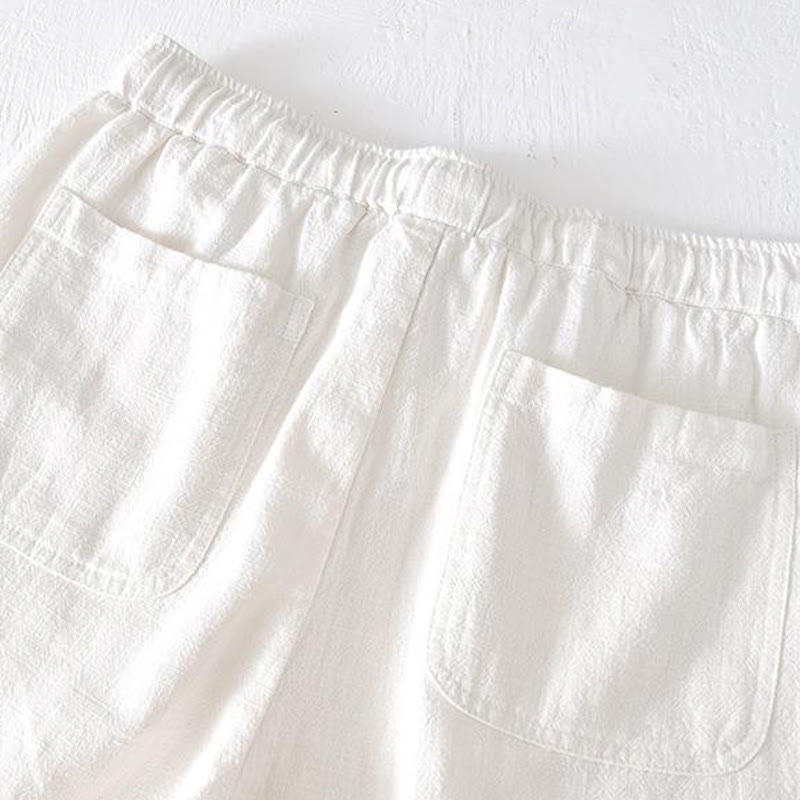 Tactile Cotton Linen Wide-Leg Mindful Movement Shorts