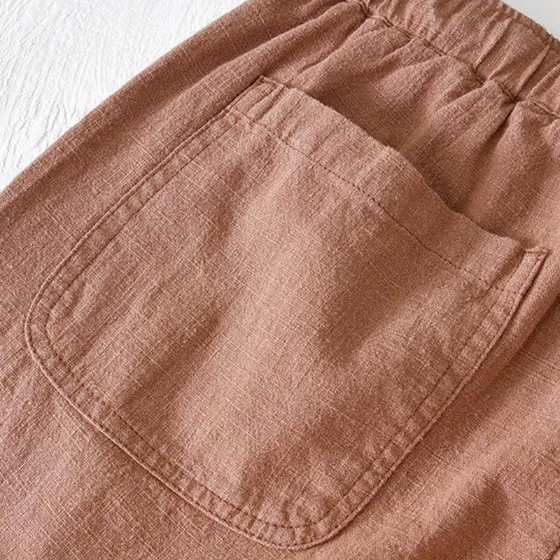 Tactile Cotton Linen Wide-Leg Mindful Movement Shorts