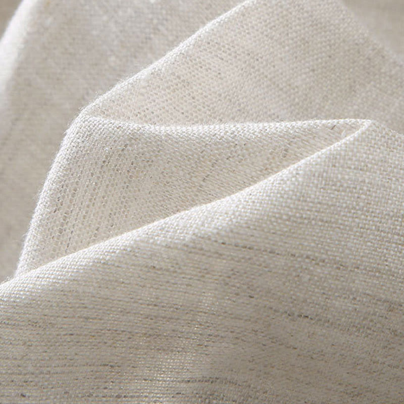 Summer Solid Color Drawstring Button Design Men's Linen Shorts With Pockets
