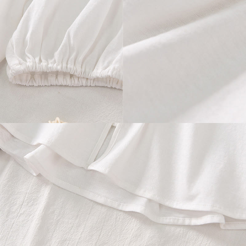 Tactile Cotton Linen Minimalist Frog-Button Meditation Shirt