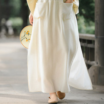 Solid Color Hem Slit Design Women's Skirt Pants With Pockets