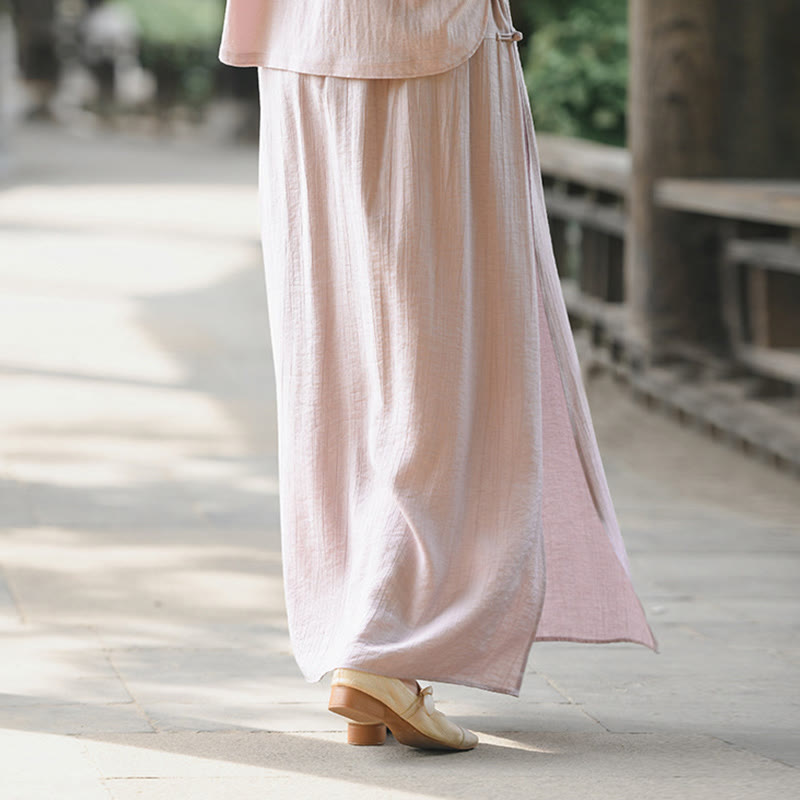Solid Color Hem Slit Design Women's Skirt Pants With Pockets