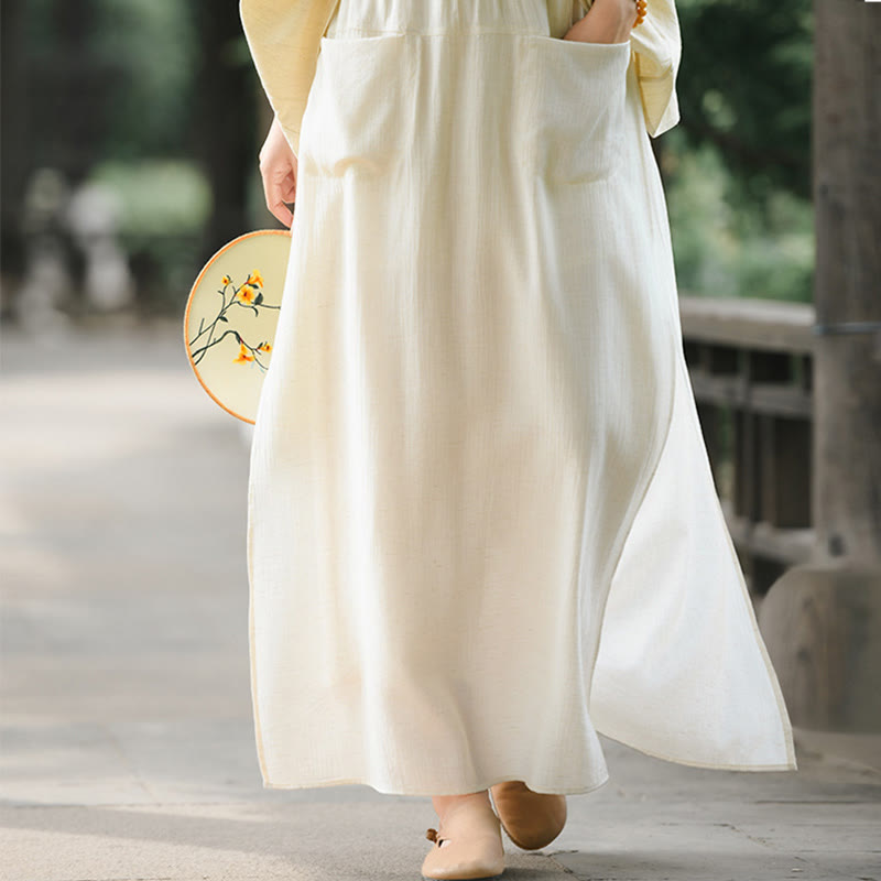 Solid Color Hem Slit Design Women's Skirt Pants With Pockets