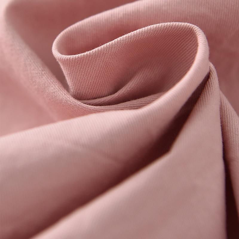 Casual Plain Cotton High Waist Women's Wide Leg Capri Cropped Pants With Pockets