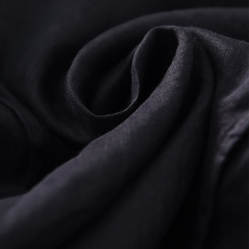 Plain Irregular Hem Short Sleeve Cotton Linen Maxi Dress