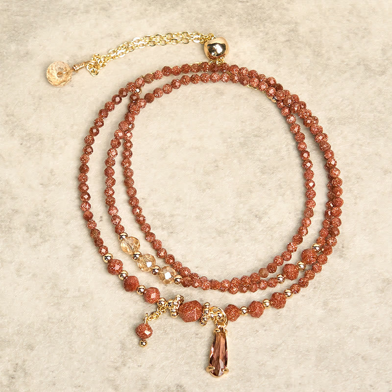 Natural 2mm Goldstone Beads Positive Multi Layer Bracelet