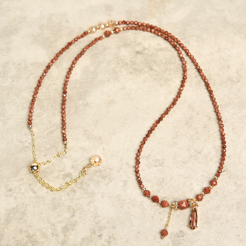 Natural 2mm Goldstone Beads Positive Multi Layer Bracelet