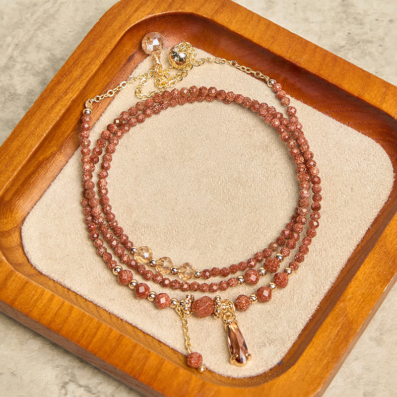 Natural 2mm Goldstone Beads Positive Multi Layer Bracelet