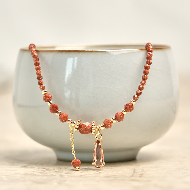 Natural 2mm Goldstone Beads Positive Multi Layer Bracelet