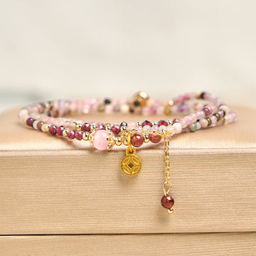 2.5 mm Irregular Beads Colored Tourmaline Coin Wisdom Bracelet
