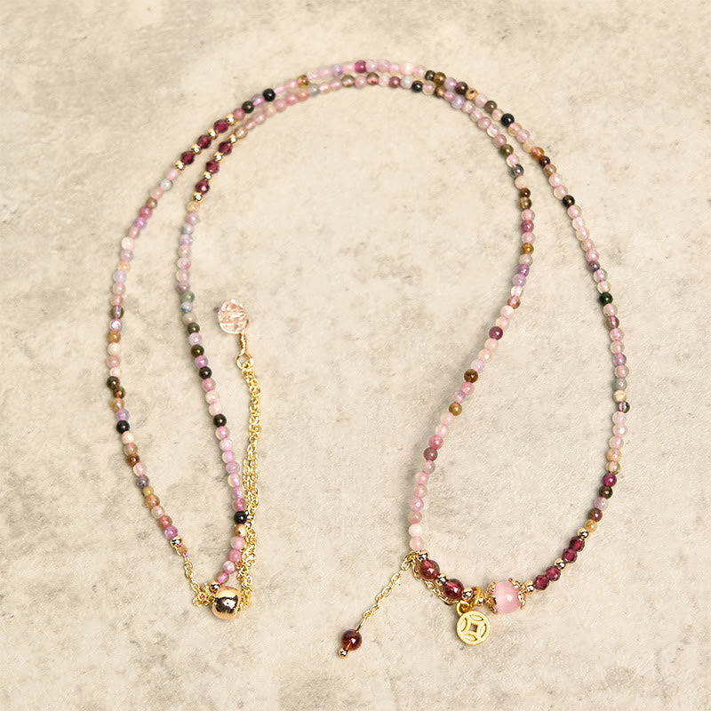 2.5 mm Irregular Beads Colored Tourmaline Coin Wisdom Bracelet