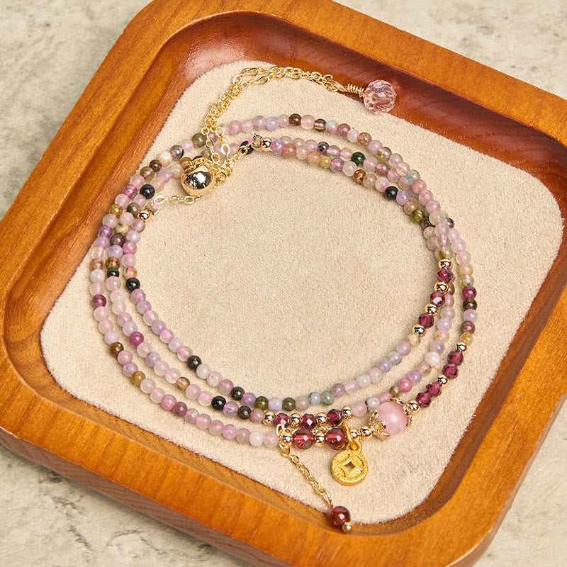 2.5 mm Irregular Beads Colored Tourmaline Coin Wisdom Bracelet