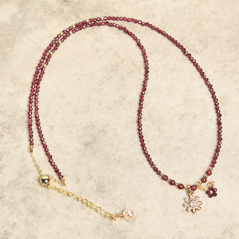 Natural 2.5mm Garnet Beads Flower Purification Multilayer Bracelet