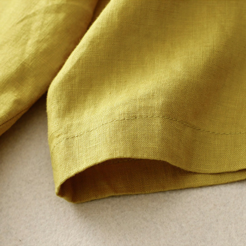 Women's Three Quarter Sleeve Button Cotton Small Suit Jacket With Pockets