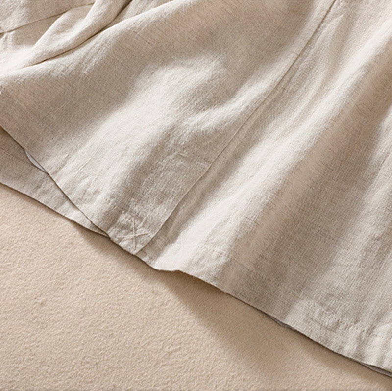 Women's Cotton Linen Stand Collar Long Sleeve Jacket With Pockets