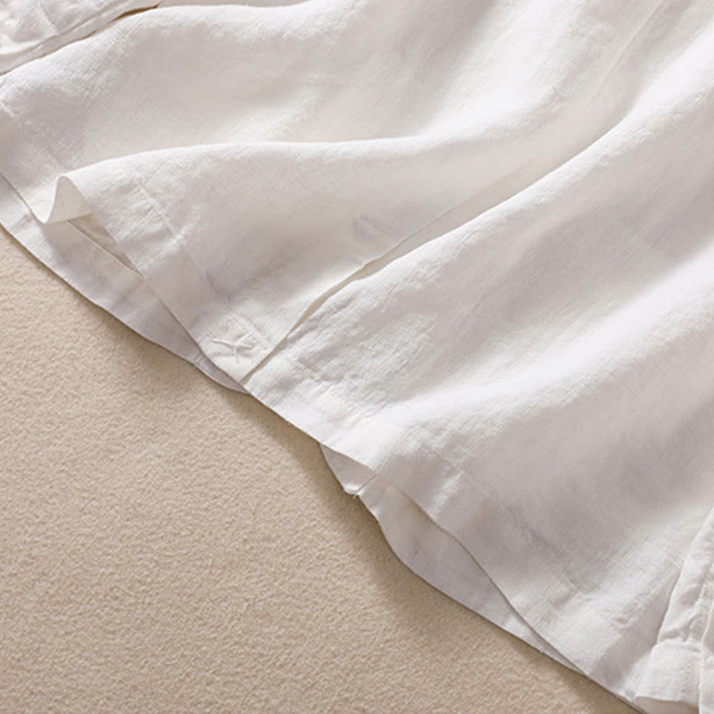 Women's Cotton Linen Stand Collar Long Sleeve Jacket With Pockets