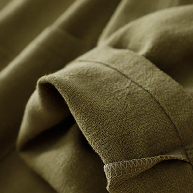 Women's Cotton Linen Frog-Button Long Sleeve Jacket With Pockets