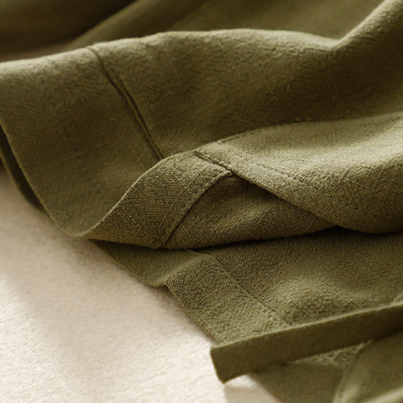 Women's Cotton Linen Frog-Button Long Sleeve Jacket With Pockets