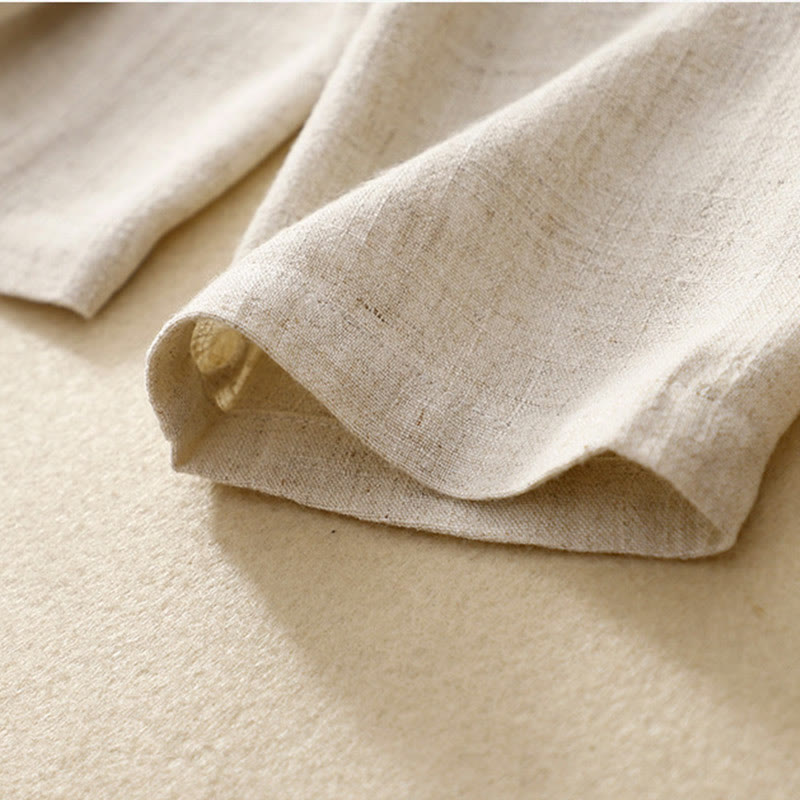 Women's Cotton Linen Frog-Button Long Sleeve Jacket With Pockets