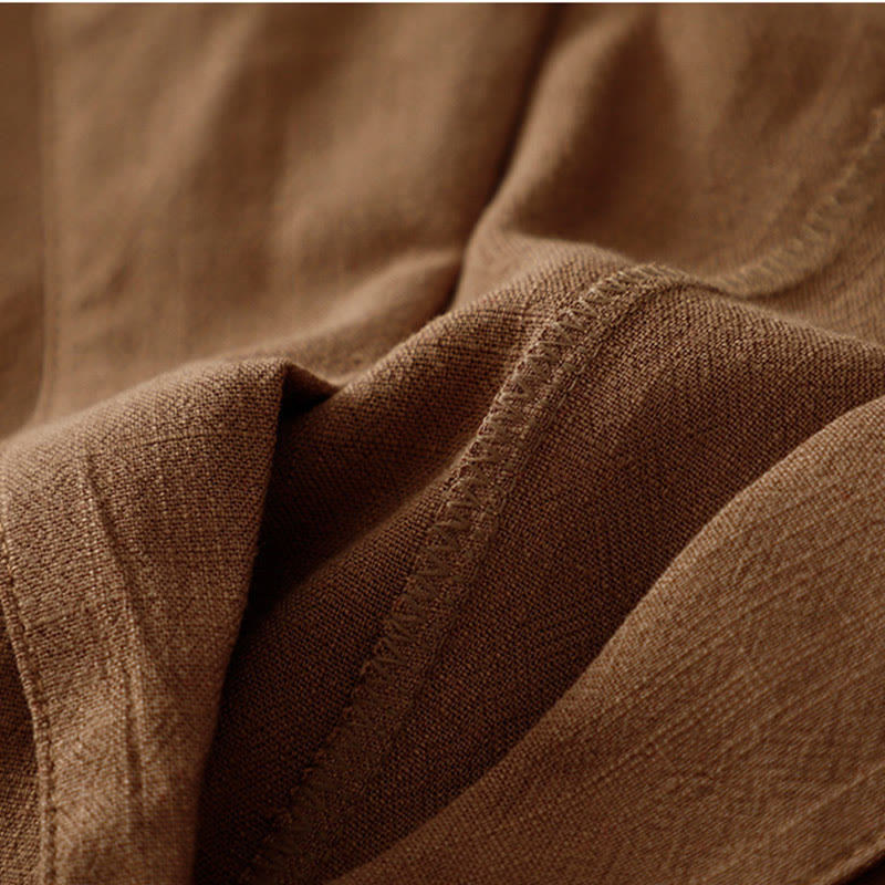 Women's Cotton Linen Frog-Button Long Sleeve Jacket With Pockets