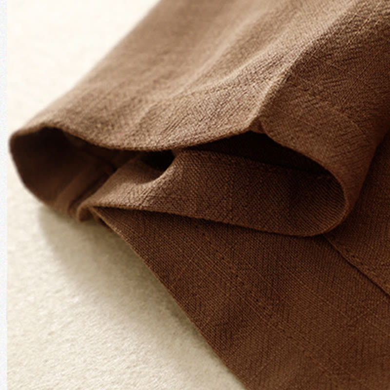 Women's Cotton Linen Frog-Button Long Sleeve Jacket With Pockets