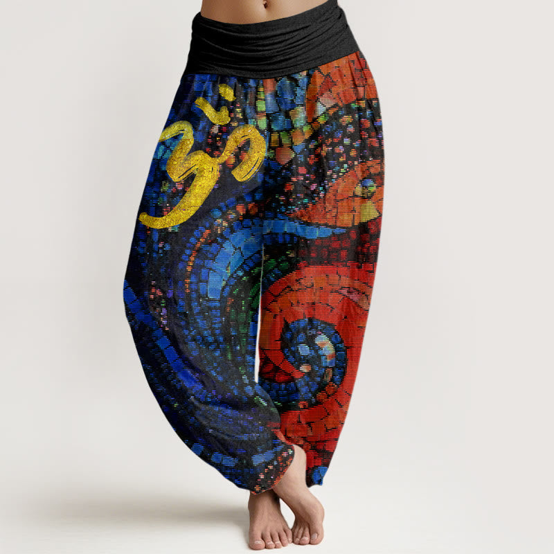Tactile Cotton Om Mosaic Meditation Harem Pants