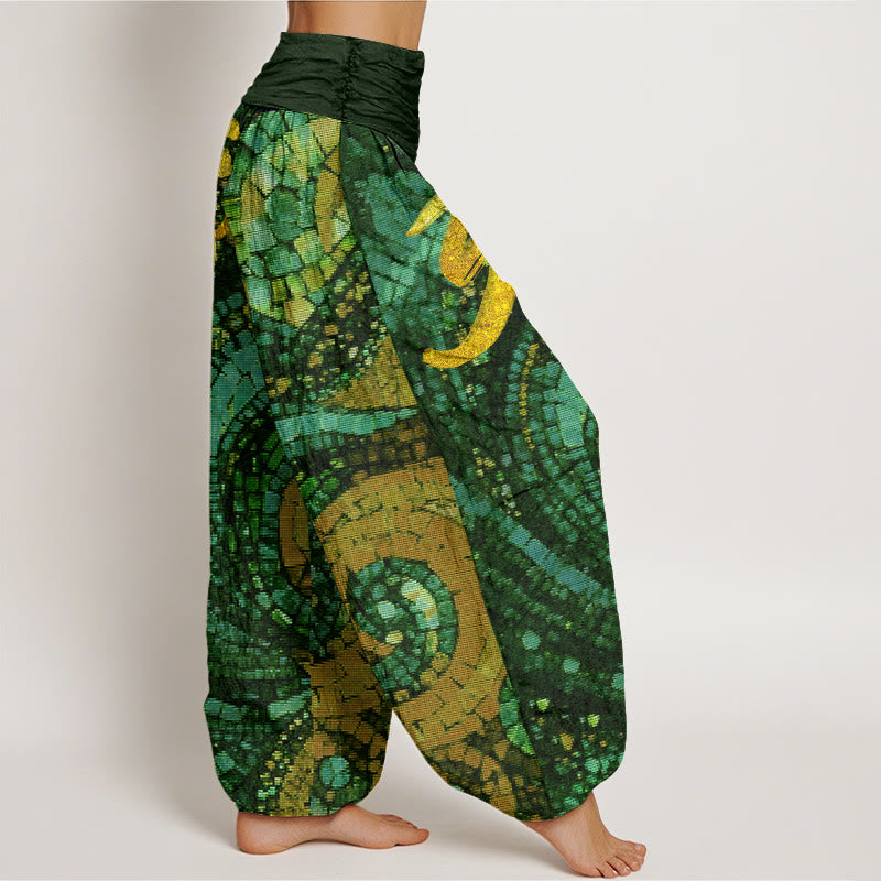 Tactile Cotton Om Mosaic Meditation Harem Pants