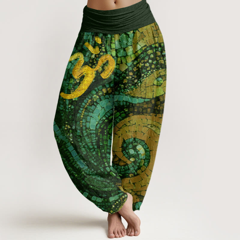 Tactile Cotton Om Mosaic Meditation Harem Pants