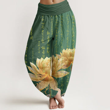 Cotton Lotus Print Breathable Meditation Harem Pants