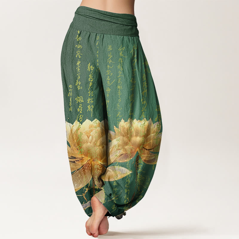 Cotton Lotus Print Breathable Meditation Harem Pants