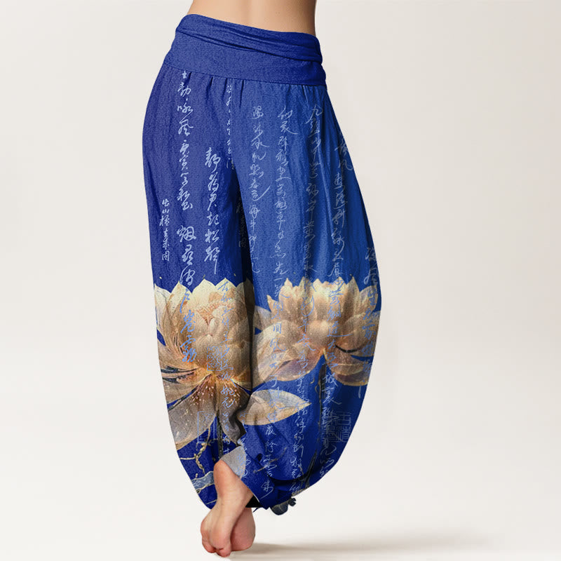 Cotton Lotus Print Breathable Meditation Harem Pants
