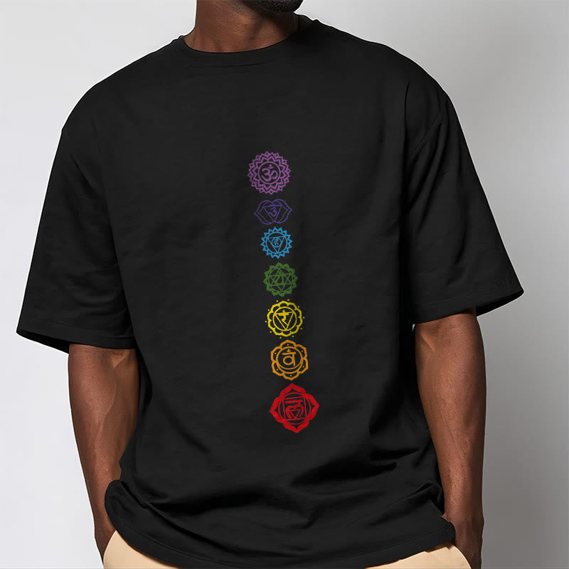 Casual Colorful Circles Om Mani Padme Hum Pattern Tee T-Shirt