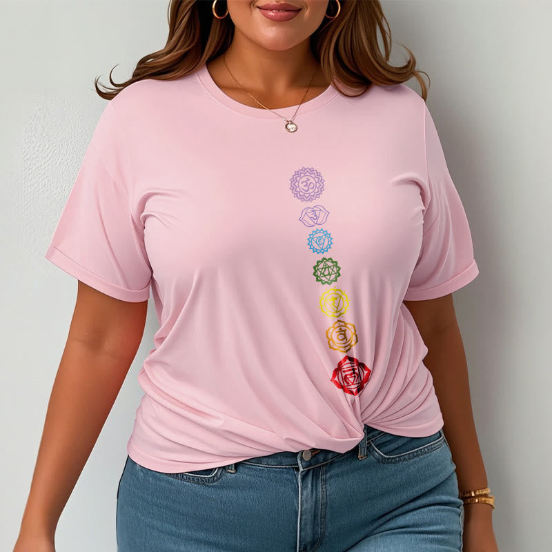 Casual Colorful Circles Om Mani Padme Hum Pattern Tee T-Shirt