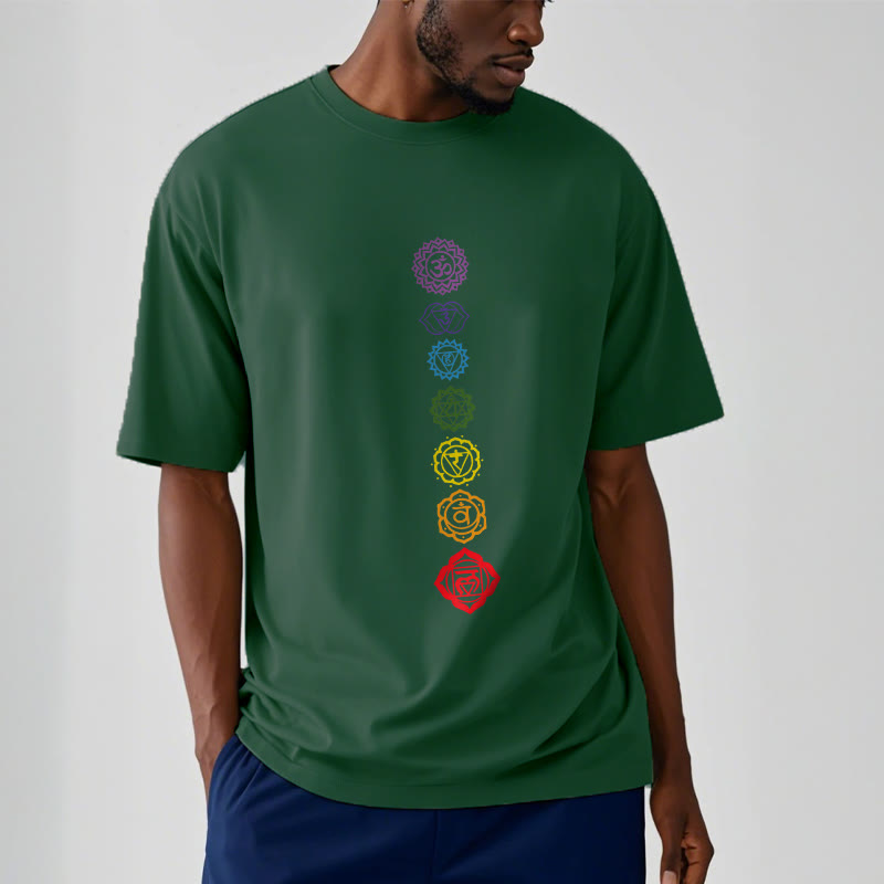 Casual Colorful Circles Om Mani Padme Hum Pattern Tee T-Shirt