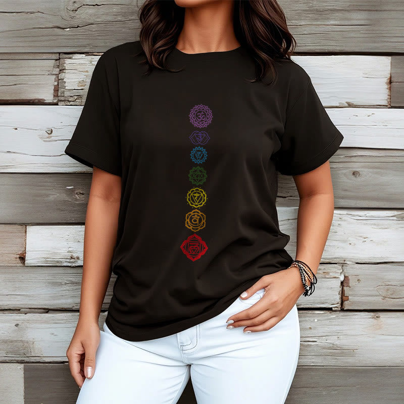 Casual Colorful Circles Om Mani Padme Hum Pattern Tee T-Shirt