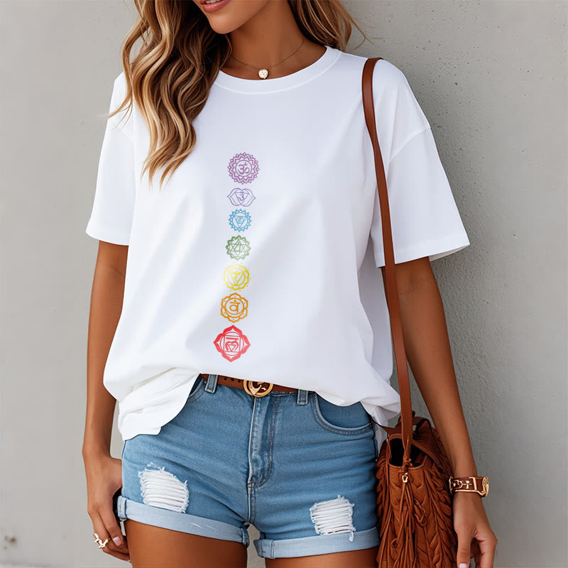 Casual Colorful Circles Om Mani Padme Hum Pattern Tee T-Shirt
