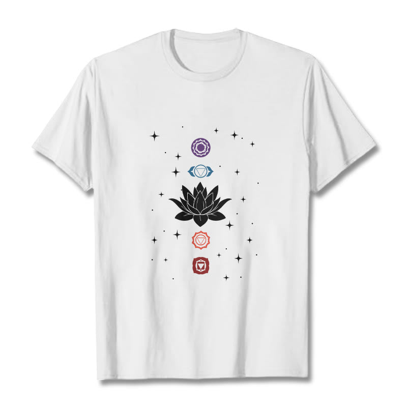 Breathable Cotton Lotus Chakra Graphic Meditation Tee